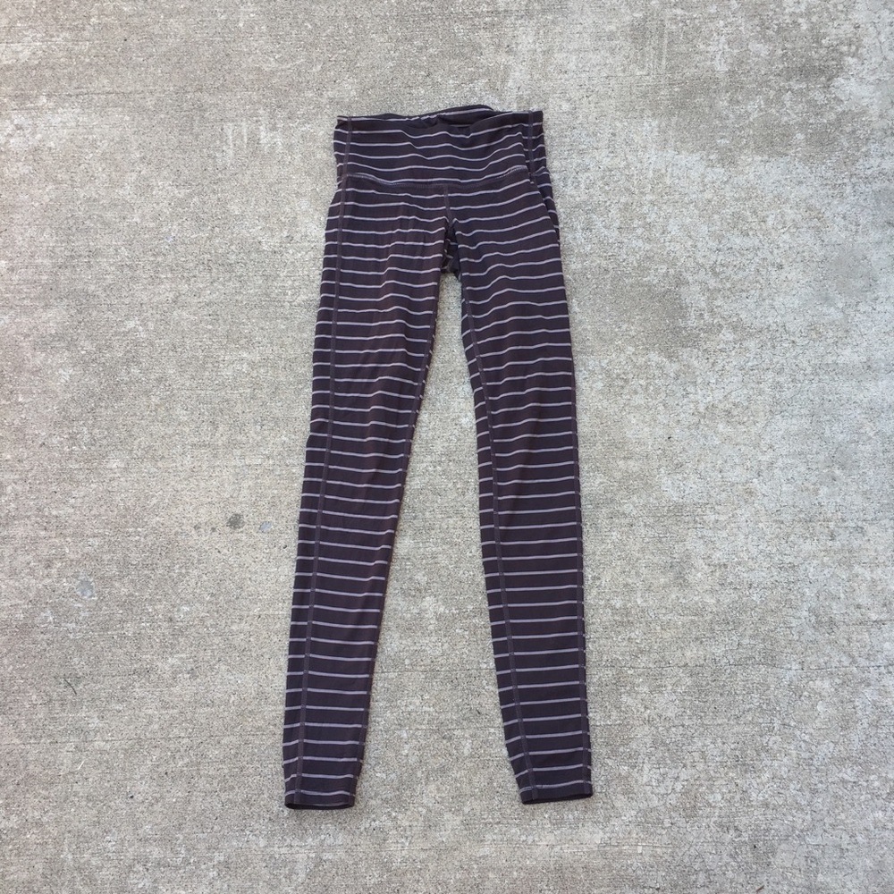 Light pink and purple striped Athleta leggings